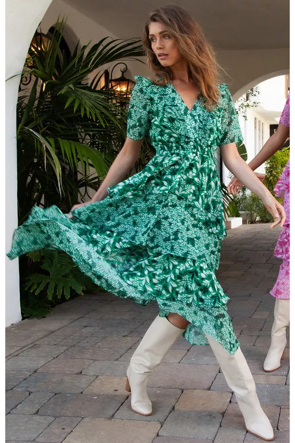 hale bob green dress Hale Bob 53AU610A Bridget Jersey Print Dress Mint – Lonah main image 1