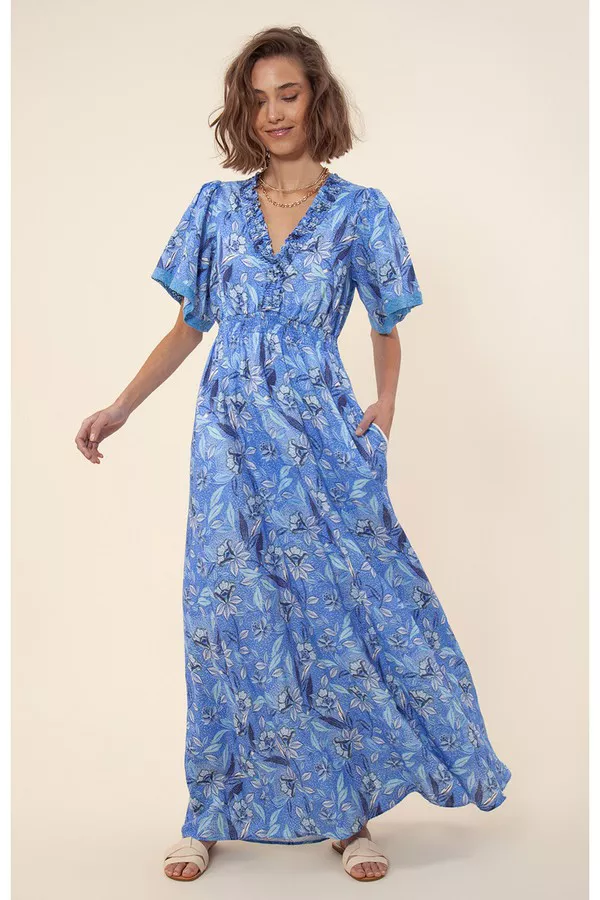 Rhona Linen Maxi Dress by Hale Bob at THE MILE