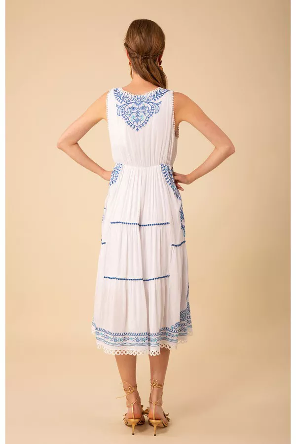 Amara Embroidered Midi Dress by Hale Bob at THE MILE