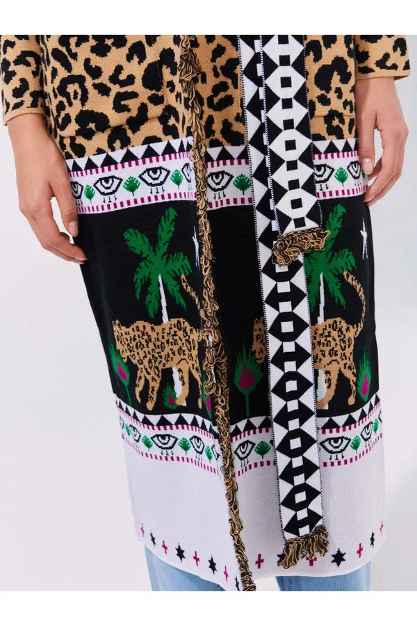 Leopardess Cotton Jacquard Duster Black/White by Hayley Menzies at...