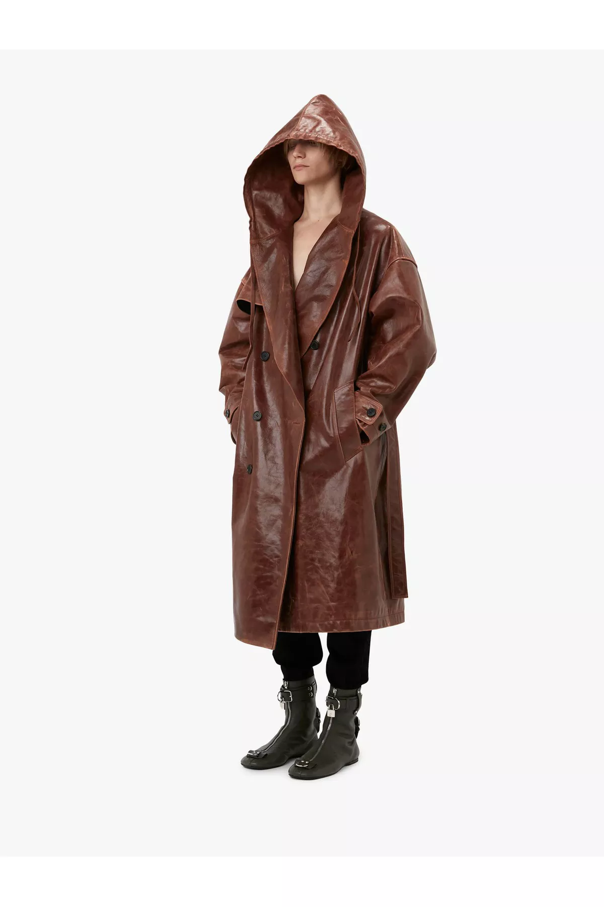 Hooded Leather Trench Coat by JW Anderson at THE MILE