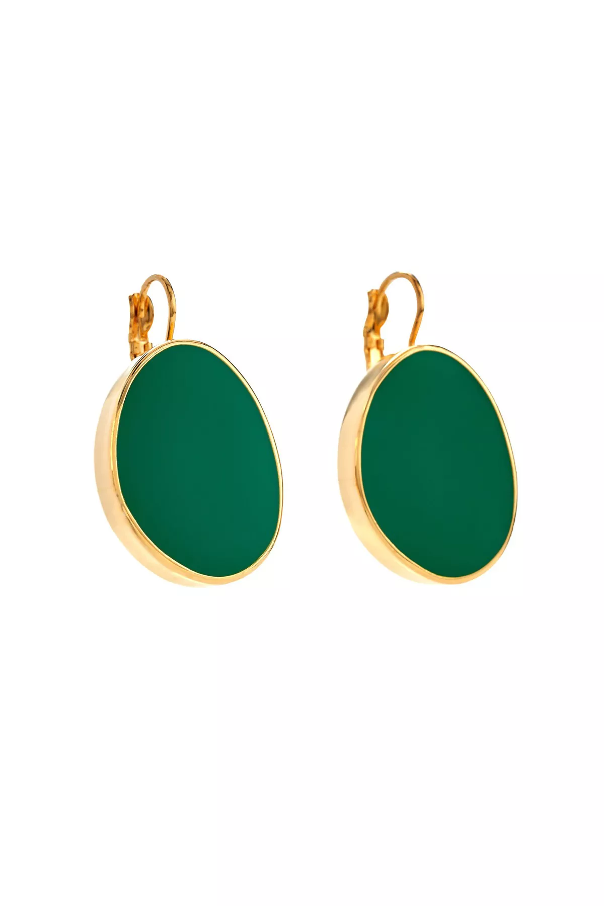 Green Kidney Pierced Earrings by Kenneth Jay Lane at THE MILE