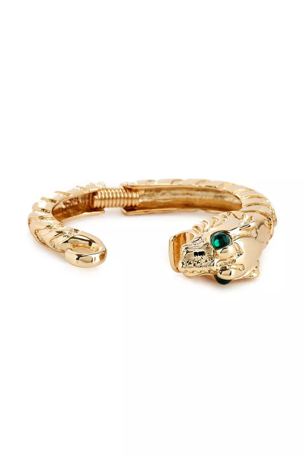 Tiger Head Hinged Bracelet by Kenneth Jay Lane at THE MILE