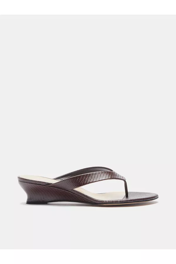 Micro Wedge Thong / Bruciato Leather Snake Effect by Le Monde