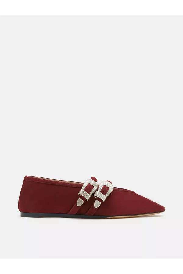 Ballet Claudia Slipper Oxblood Suede by Le Monde Beryl at THE MILE