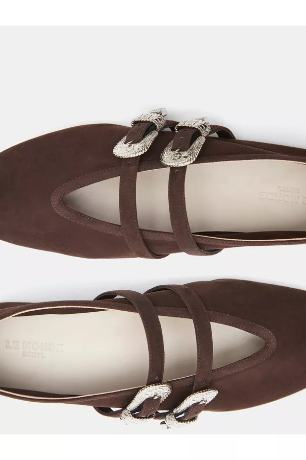 Ballet Claudia Slipper Chocolate Suede by Le Monde Beryl at THE MILE