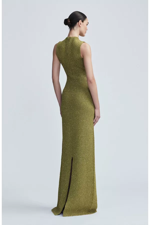 Sequin Knit Mock Neck Gown by Lela Rose at THE MILE Sequin Knit Mock Neck Gown by Lela Rose at THE MILE
