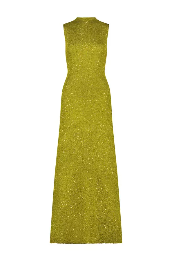 Sequin Knit Mock Neck Gown by Lela Rose at THE MILE