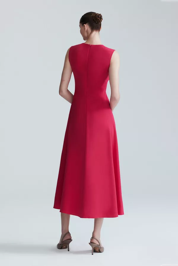 Embroidered Fluid Crepe Sleeveless Full Skirt Dress by Lela Rose...