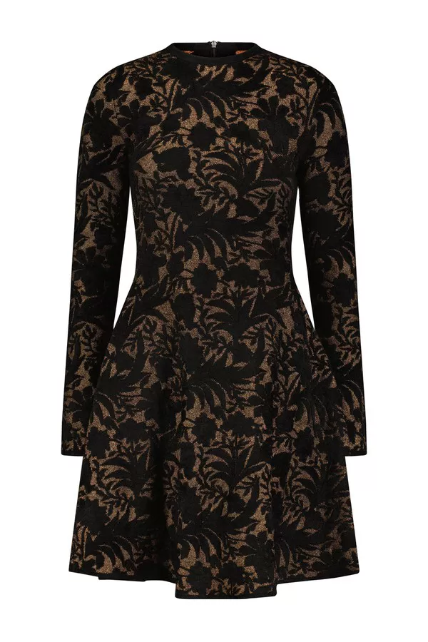 what do you call dresses that flare out Teri Jon Metallic Jacquard Twist Bodice Off The Shoulder Gown Size 8 main image 1