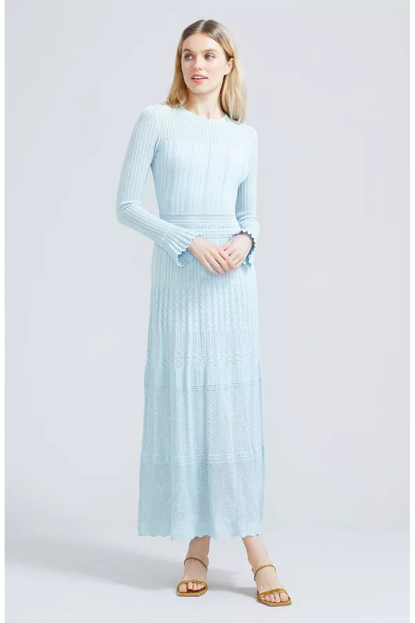 Pointelle Knit Long Sleeve Midi Dress by Lela Rose at THE MILE Pointelle Knit Long Sleeve Midi Dress by Lela Rose at THE MILE