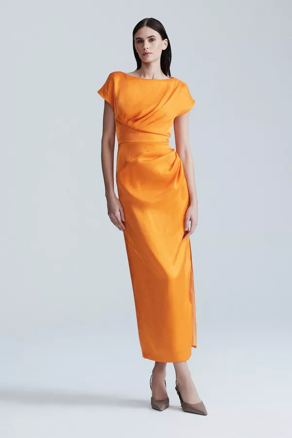lela rose orange dress Pear By Lela Rose WOMENS Orange MIDI Dress, Size S