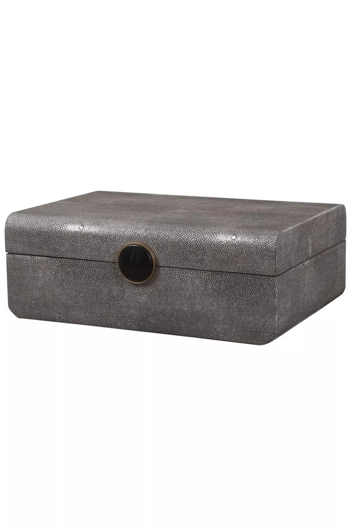 Lalique Art Deco Box, Smoke Gray Shagreen, 13W (17836 A68Qr