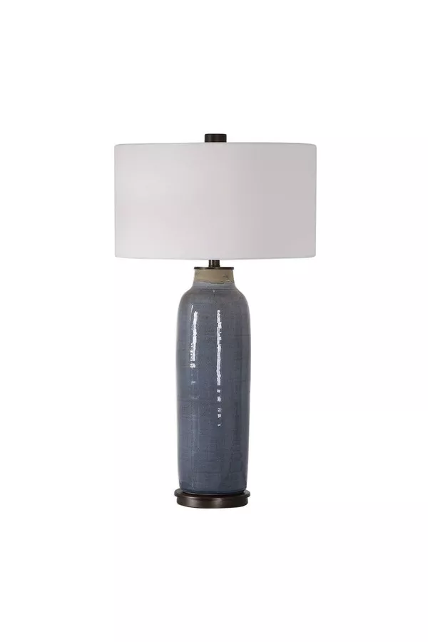 Vicente Table Lamp, 1-Light, Distressed Slate Blue Glaze, Oil