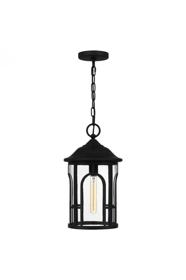 Brampton Mini Pendant, 1Light, Matte Black, Clear Shade, 17"H...