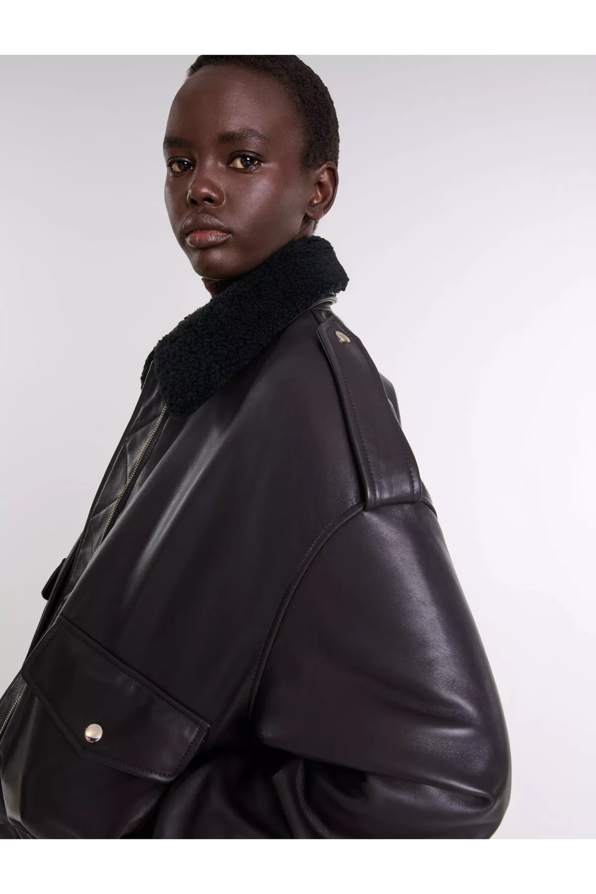 Oversized Leather Jacket by Maje at THE MILE
