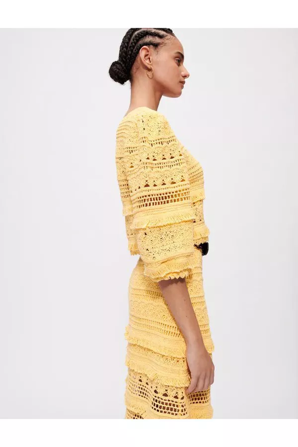 Crochet Knit Top With Fringing by Maje at THE MILE