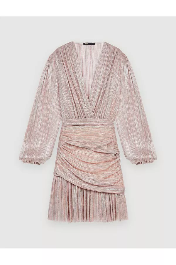 Pleated Metallic Fibre Dress by Maje at THE MILE