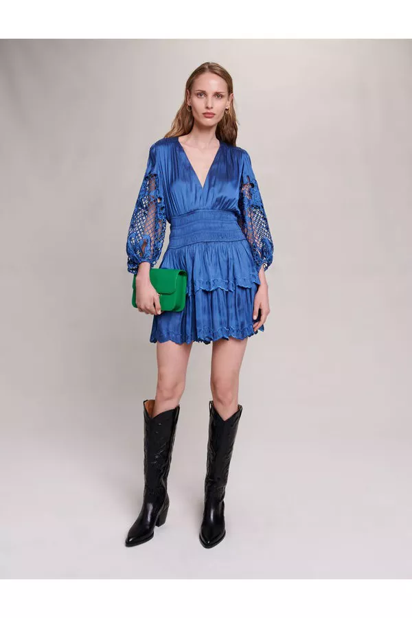 maje short satin dress Short Satin Dress by Maje at THE MILE