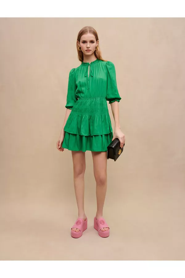 maje short ruffled dress Short ruffled dress Yellow / Orange For Women
