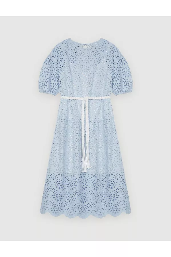 knee length dresses for ladies Sylvia avio blue Sangallo lace dress – MC2 Saint Barth main image 1