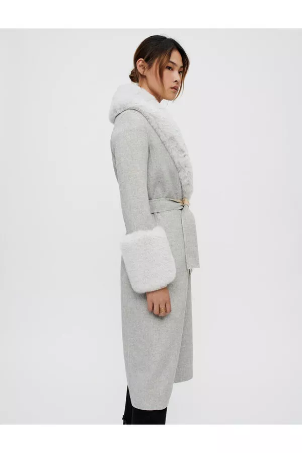 Double-Faced Coat With Grey Fur by Maje at THE MILE