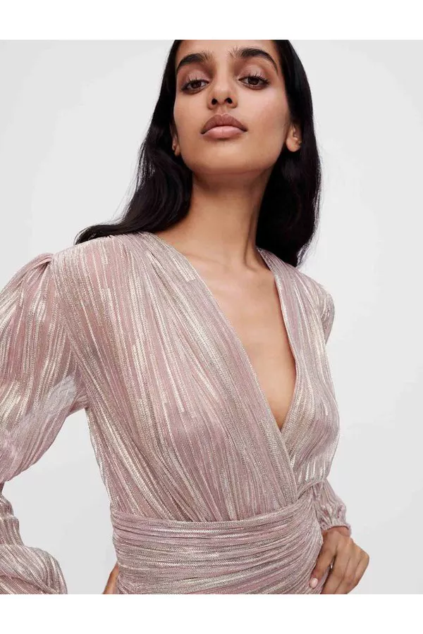 MAJE [マージ] Lurex Drape Mini Dress Lurex draped dress Pink For Women | Maje