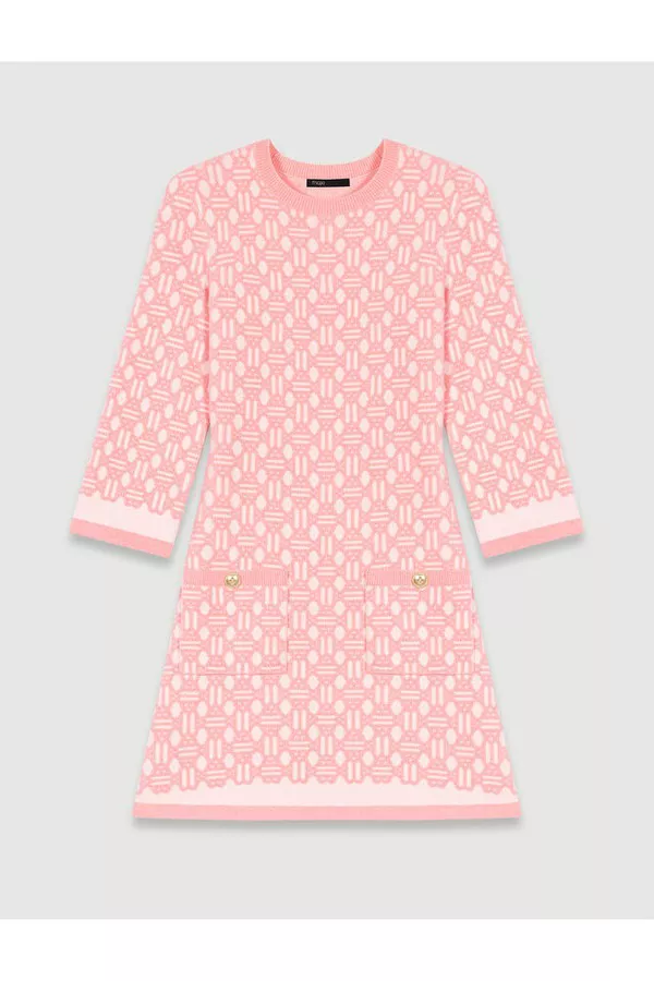 Pink Jacquard Dress by Maje at THE MILE