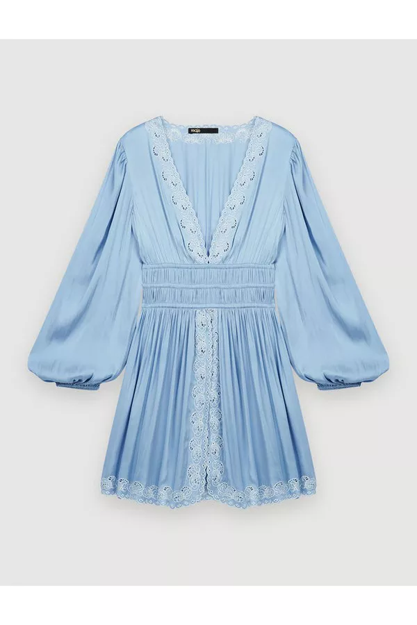 Embroidered Satin Dress by Maje at THE MILE