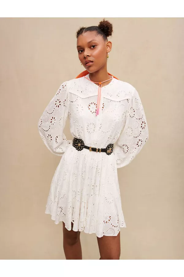 sachin and babi light blue dress Desigual, Plain Shirt with Embroidery, Women, Cotton, White, M