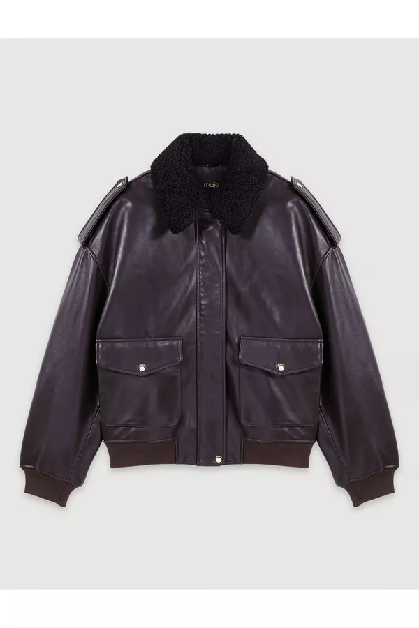 Oversized Leather Jacket by Maje at THE MILE