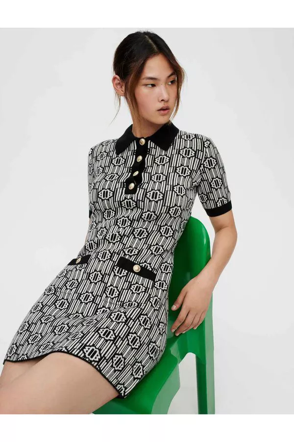 Maje Clover Jacquard Knit Dress by Maje at THE MILE