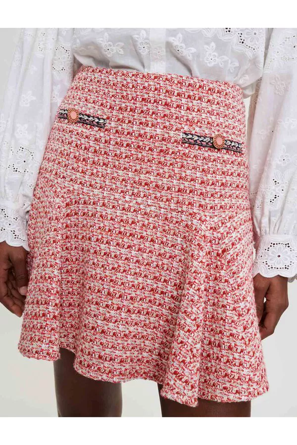 Ethnic Trim Tweed Skirt by Maje at THE MILE