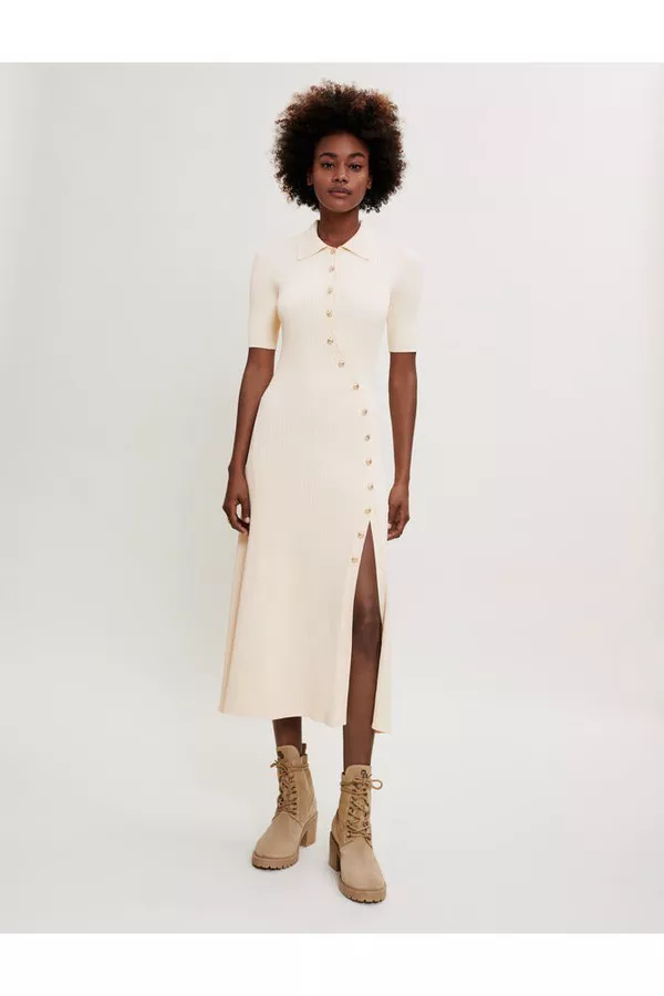 Long Knit Dress With Slit by Maje at THE MILE Long Knit Dress With Slit by Maje at THE MILE