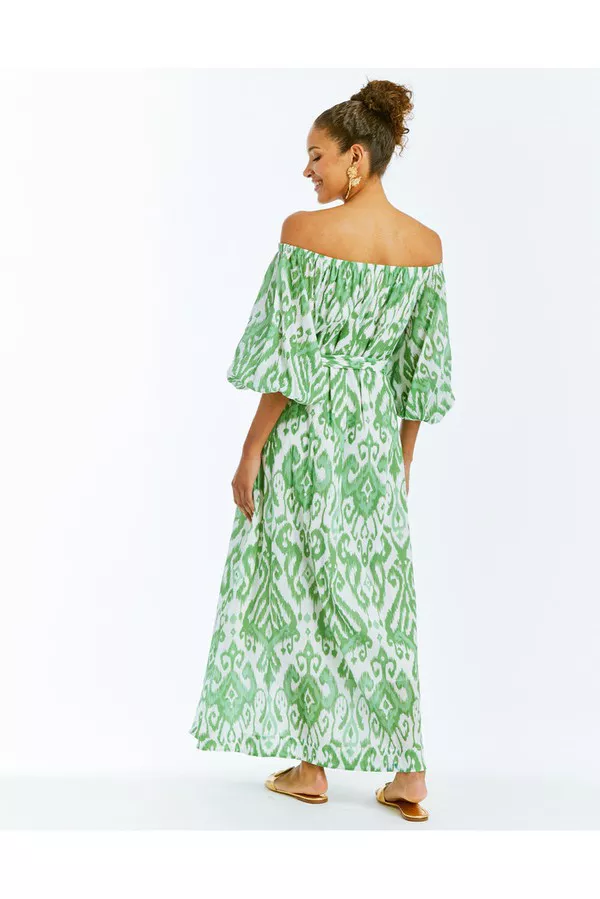 mestiza green dress Bea' Corset Charmeuse Satin Gown with Chiffon Scarf (Chartreuse Green) main image 1