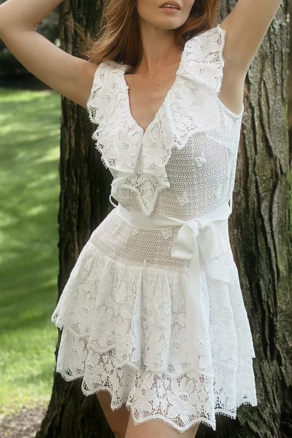 vintage lace sweetheart neckline wedding dress White A-line Sweetheart Spaghetti Straps Backless Lace Wedding Dresses,  MW753 main image 0