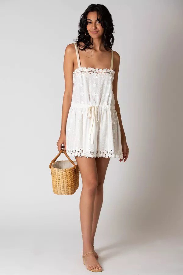chinese dress ladies Miguelina Juniper Rhombus Cotton Embroidery Dress main image 0