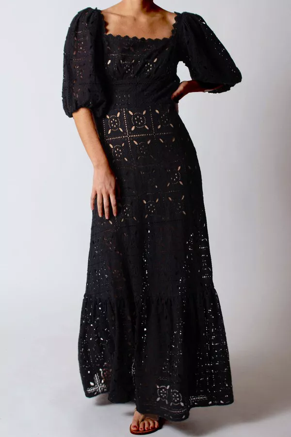 black dress size 14 Enlighten Me Eyelet Mini Dress