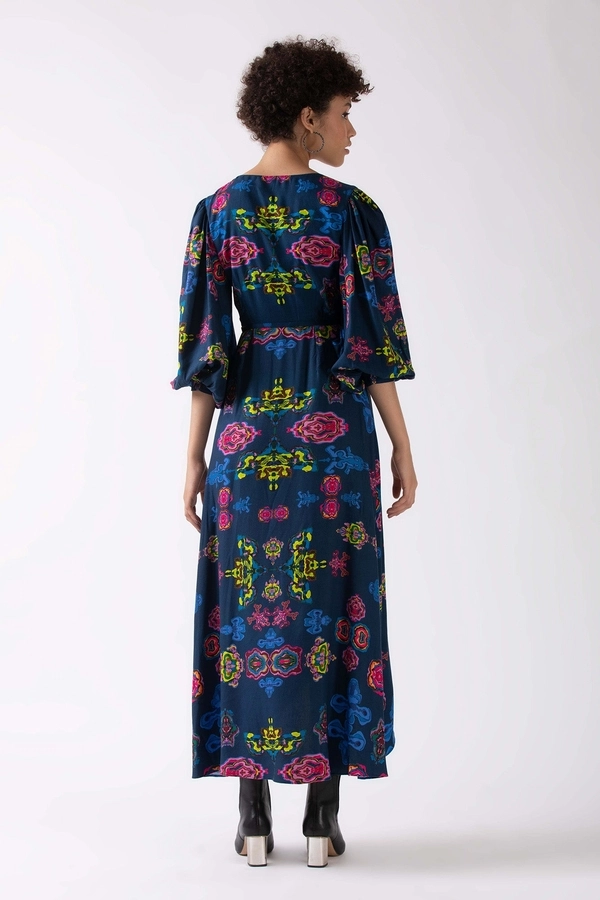 farm rio floral tiered midi dress Farm Rio Yellow Painted Flowers Tiered Midi Dress Print Size Small / A