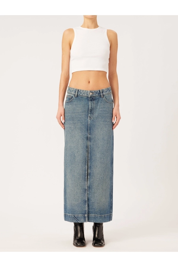 Asra Low Rise Denim Maxi Skirt | Aged Mid by DL1961 at THE MILE