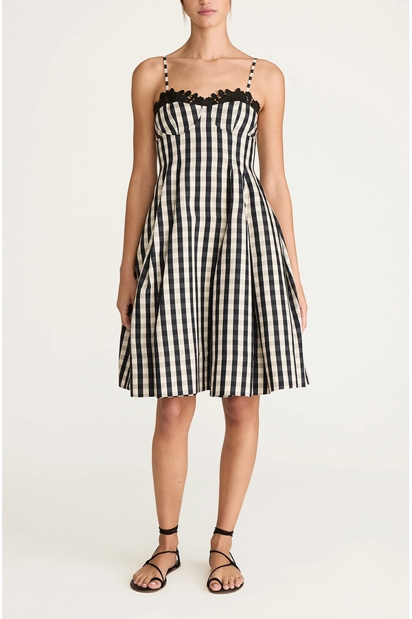 Gingham Twill Embroidered Bustier Tea Dress by REBECCA TAYLOR at... Gingham Twill Embroidered Bustier Tea Dress by REBECCA TAYLOR at...