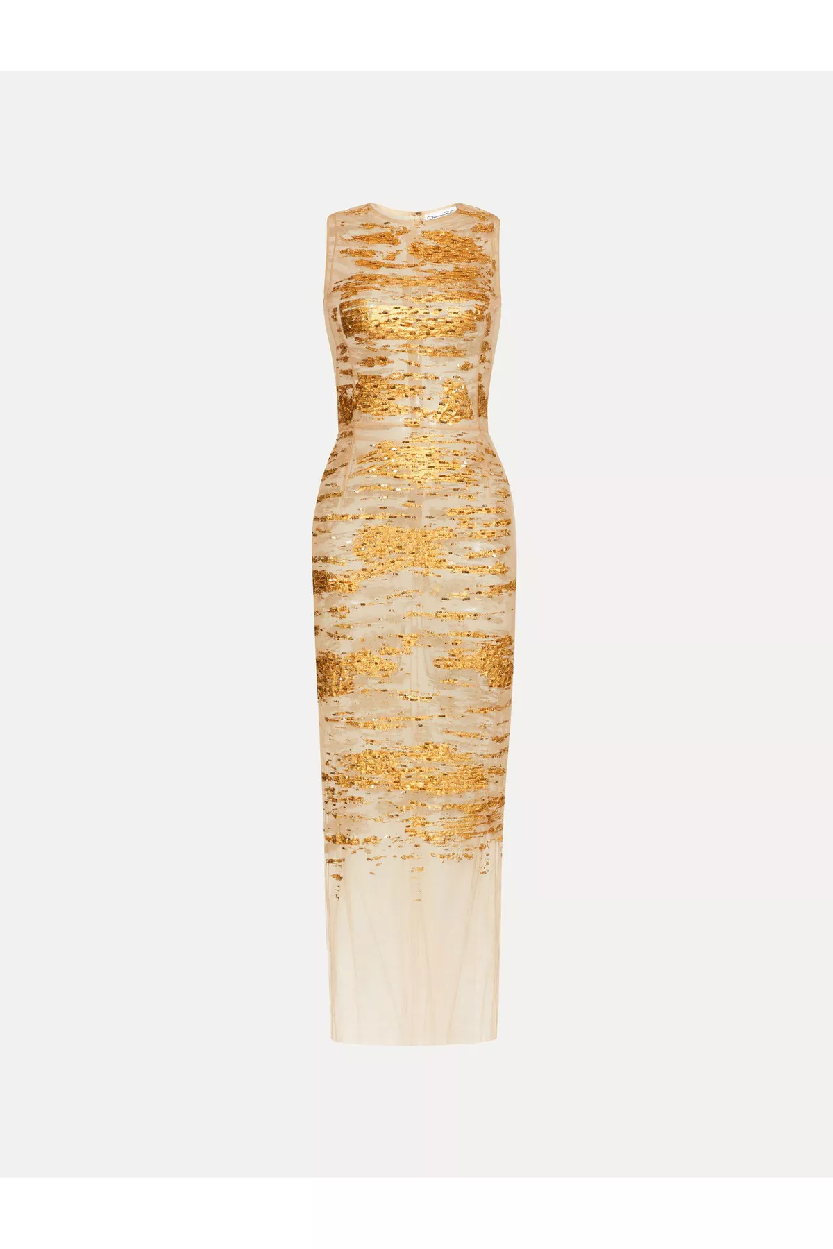 Gold Foil Sequin Embroidered Dress by Oscar de la Renta at THE MILE