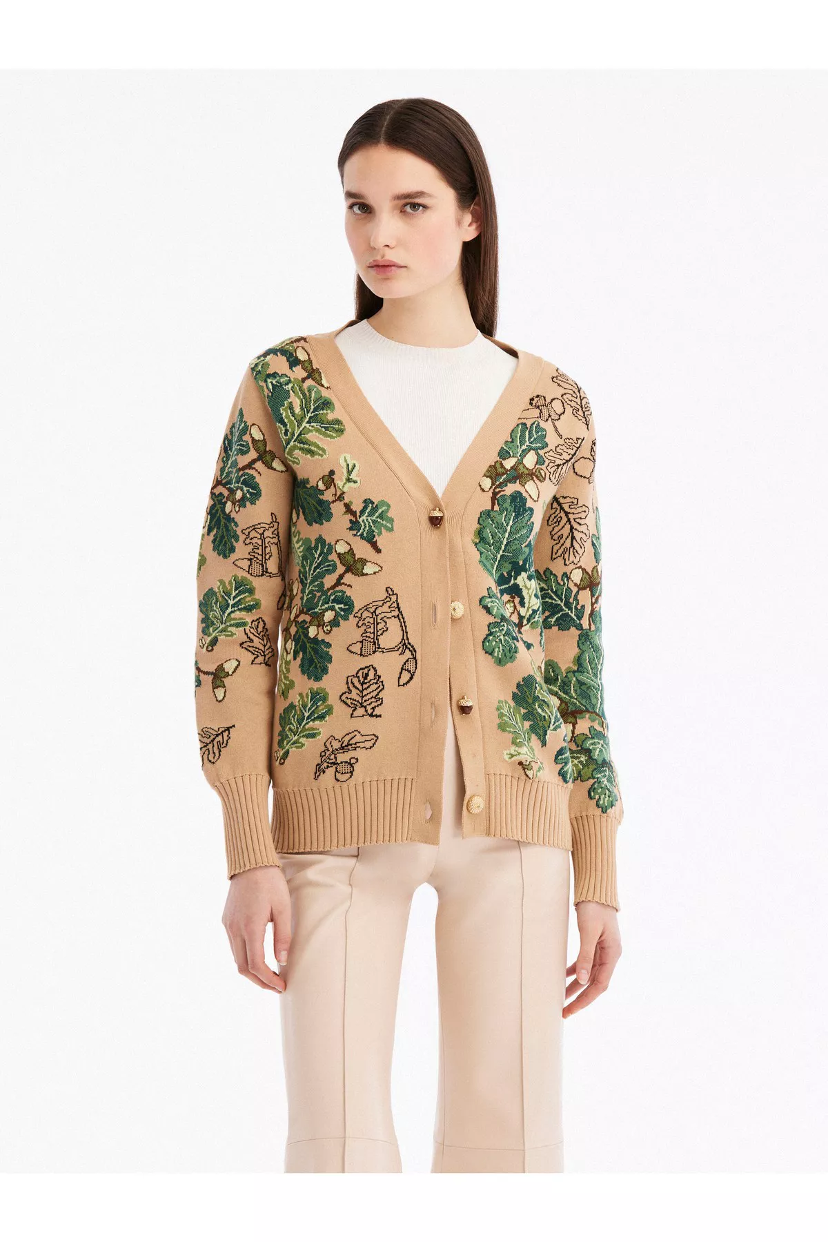Acorn Jacquard Cardigan by Oscar de la Renta at THE MILE