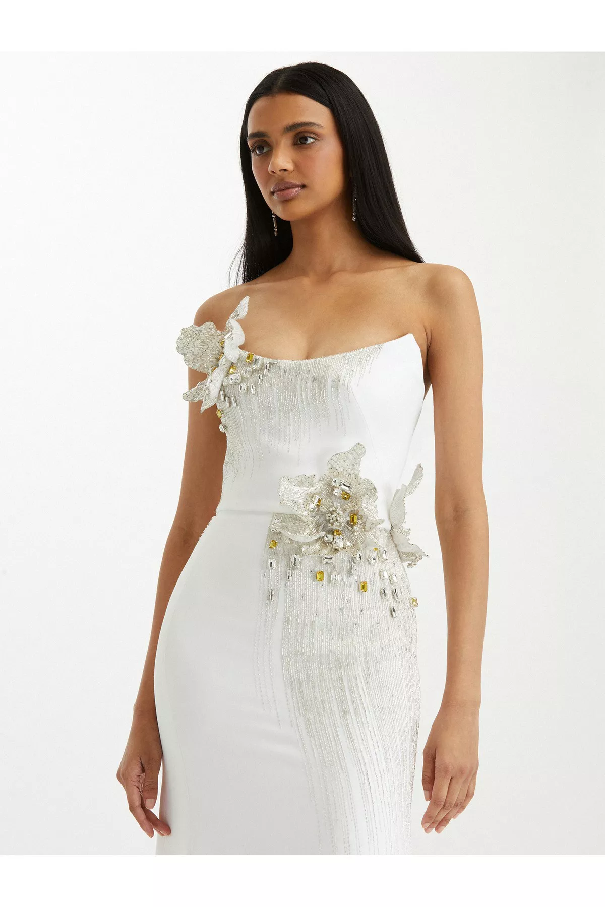 sachin and babi light blue dress Crystal Embroidered Cord Gown
