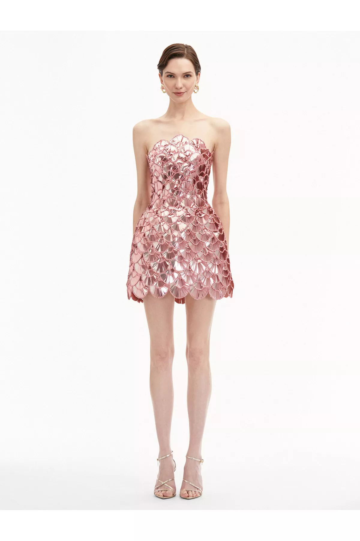 oscar de la renta sequin scallop embroidered dress *VIRTUAL TRUNK SHOW* Oscar de la Renta Strapless Scallop Embroidered  Cocktail Dress