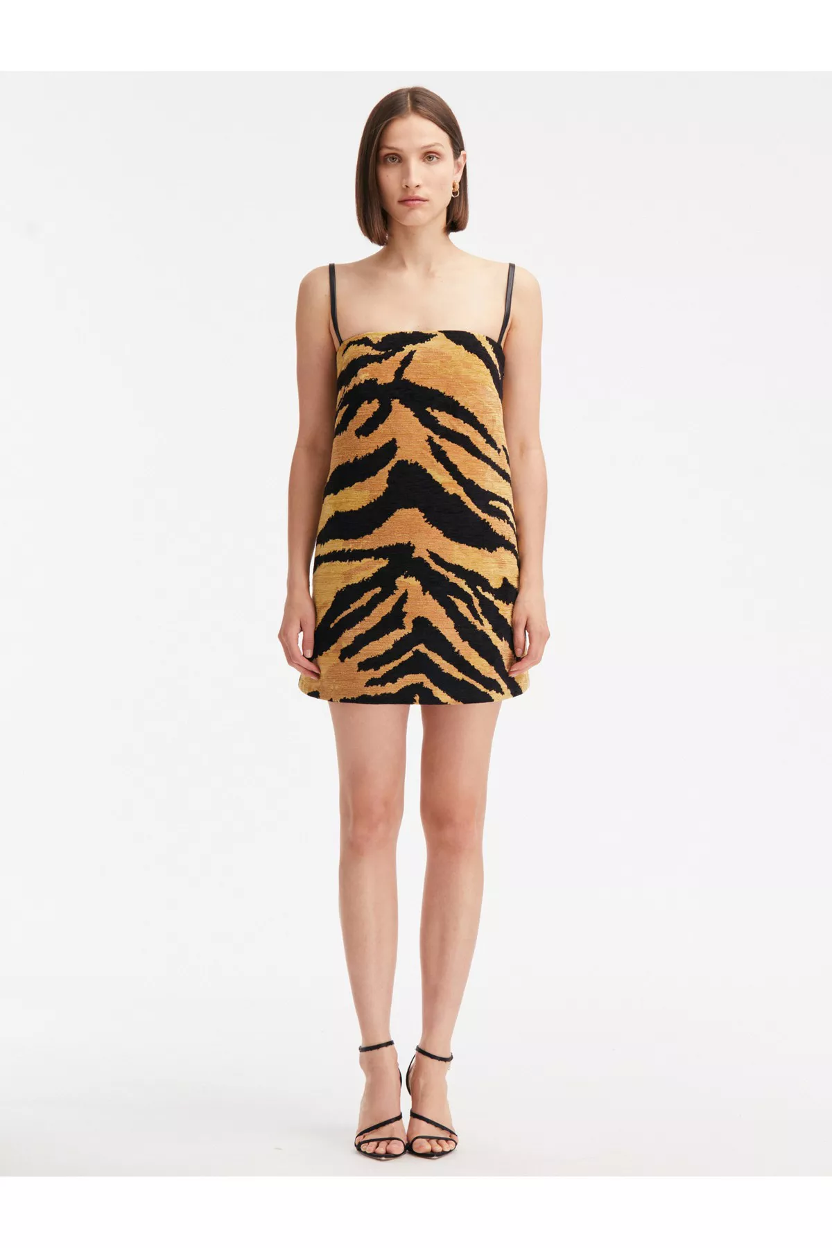 tiger mini dress with print Long Sleeve Mesh Fabric Tie Dye A Line Tiger Print Mini Dress 2