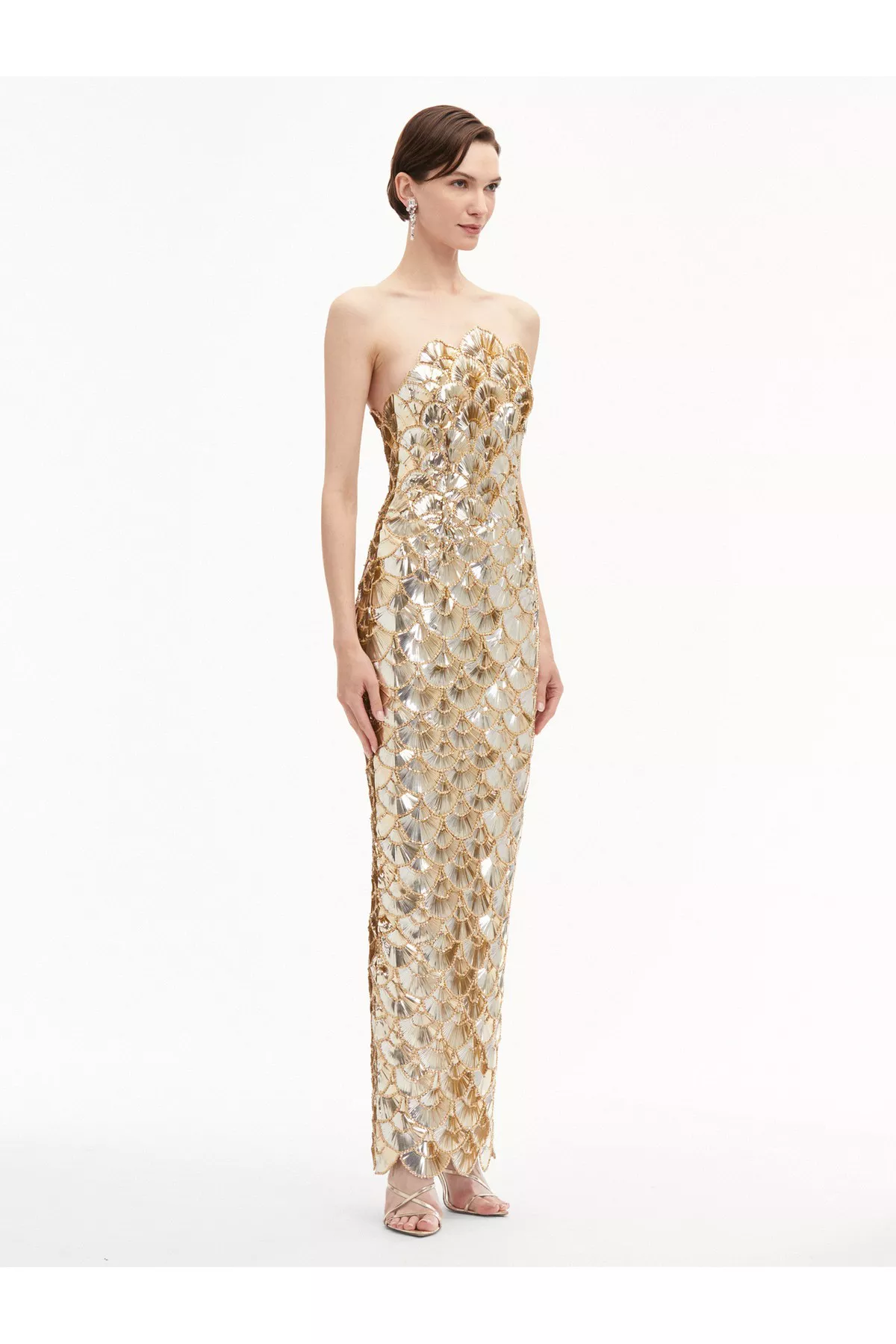 Sequin Scallop Embroidered Gown by Oscar de la Renta at THE MILE
