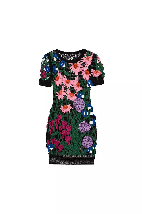 green emerald velvet dress Paulette Floral Crochet Lace Mini Dress in Coral