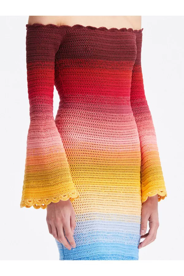womens night dress cotton Crochet Patchwork Mini Dress Multicolor / PETITE