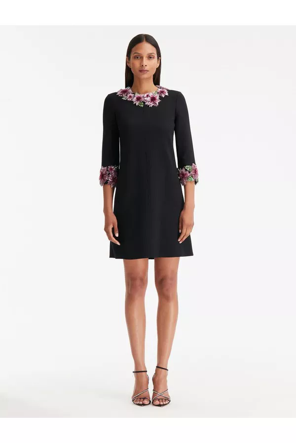 Crystal Embroidered Shift Dress by Oscar de la Renta at THE MILE